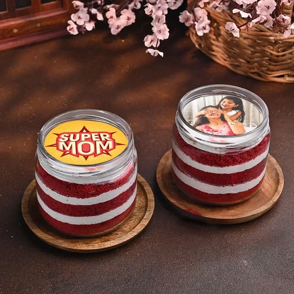Super Mom Red Velvet Photo Jar Cakes - 200 Ml