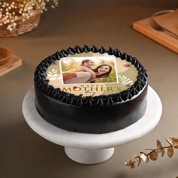 Moms Day Floral Joy Photo Cake - 500 Gm