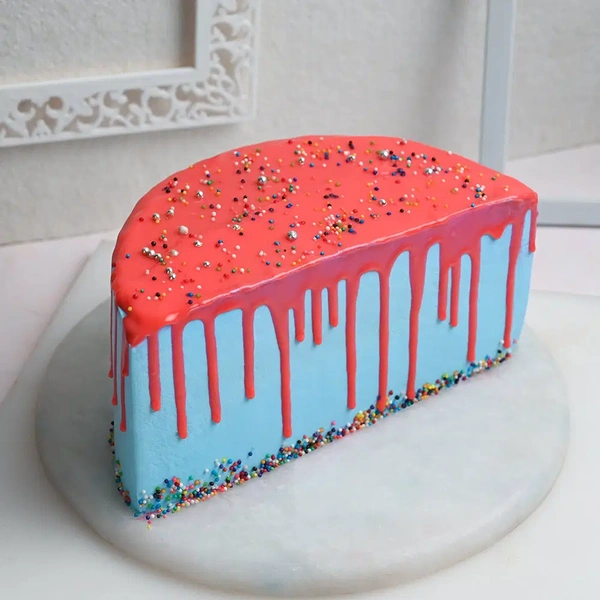 Colorful Sprinkle Strawberry Half Cake - 1.5 Kg