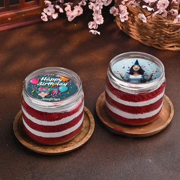 Personalised Bday Red Velvet Jar Cakes - 200 Ml