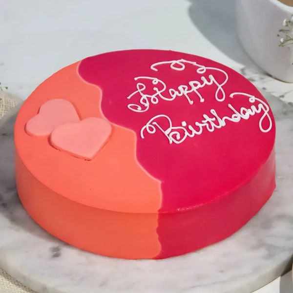 Pink & Orange Red Velvet Cake - 500 Gm