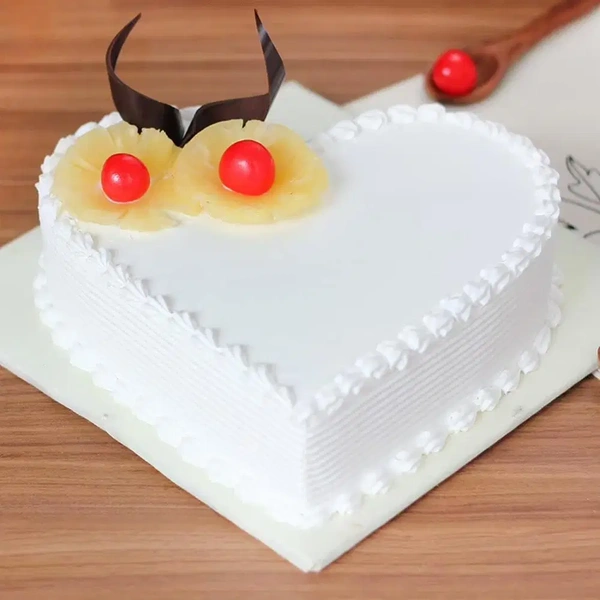 Heart Shaped Pineapple & Cherry Cake - 2 Kg