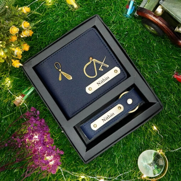 Customized Men's 2-in-1 Combo Set: Personalized Wallet & Keychain
