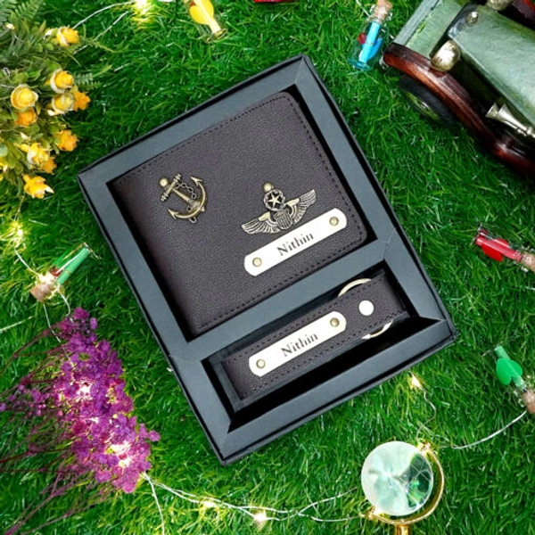 Customized Men's 2-in-1 Combo Set: Personalized Wallet & Keychain