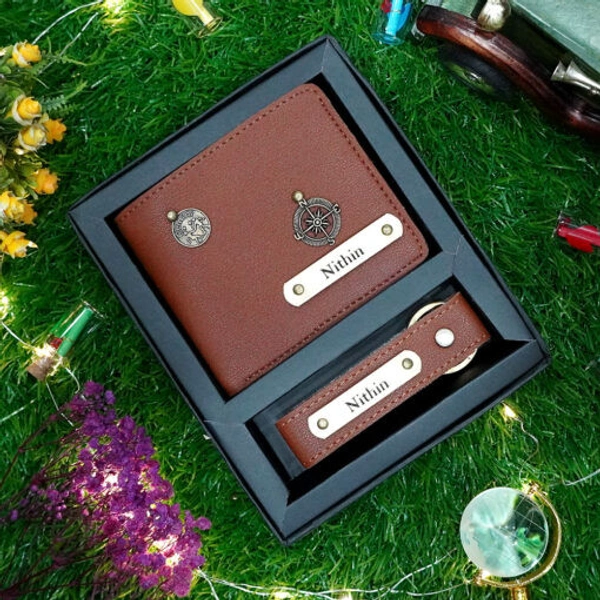 Customized Men's 2-in-1 Combo Set: Personalized Wallet & Keychain