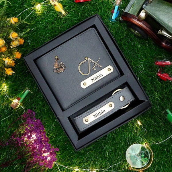 Customized Men's 2-in-1 Combo Set: Personalized Wallet & Keychain
