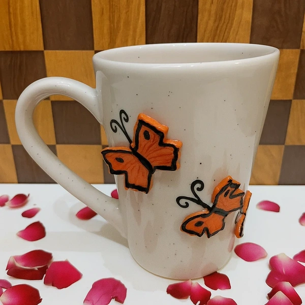 Orange Butterfly Cone Pot