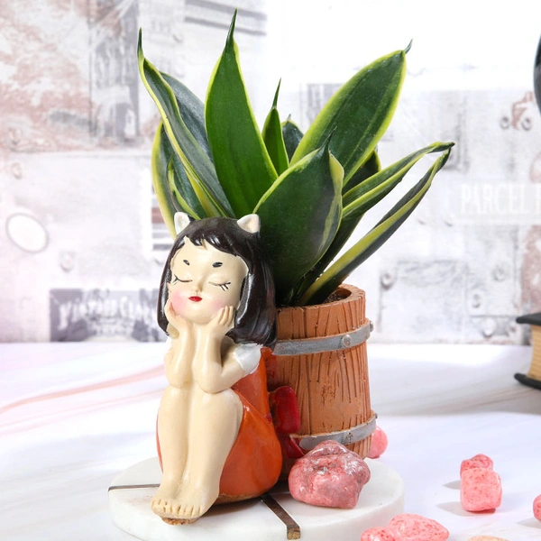 Senseveria Lotus Plant with Cute Girl