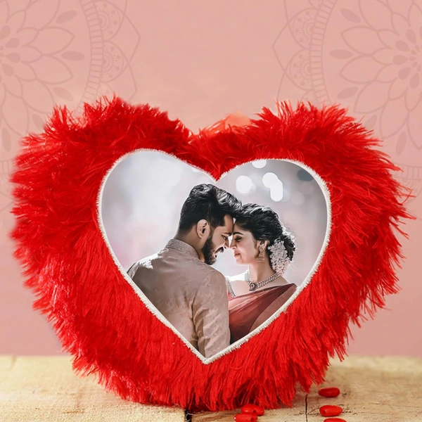 Personalised Red Heart Shape Cushion