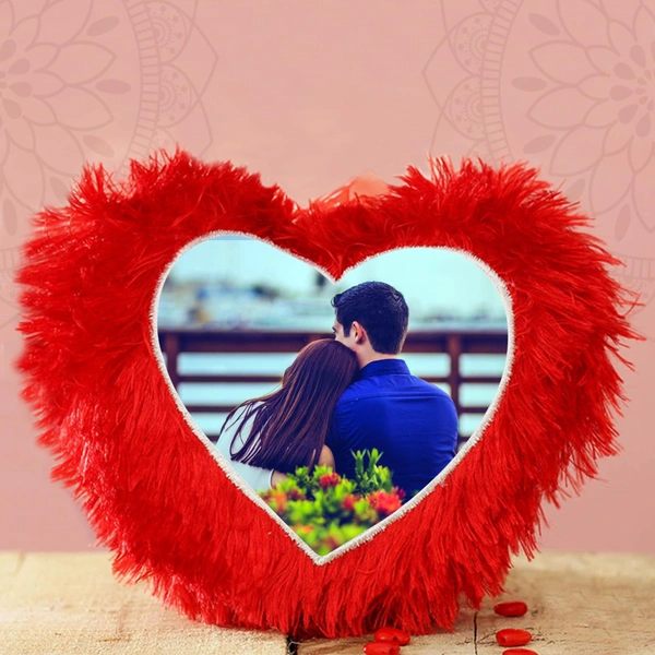 Personalised Red Heart Shape Cushion