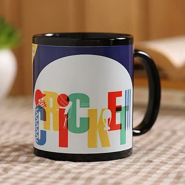 Cricket Printed Black Mug