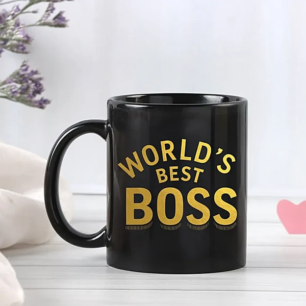 Personalised Boss Day Black Mug