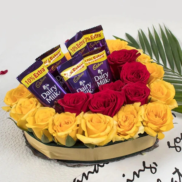 20 Mix Roses With Chocolates | Heart Shaped