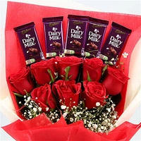 8 Red Roses With Chocolates