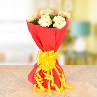 6 White Carnations Bouquet