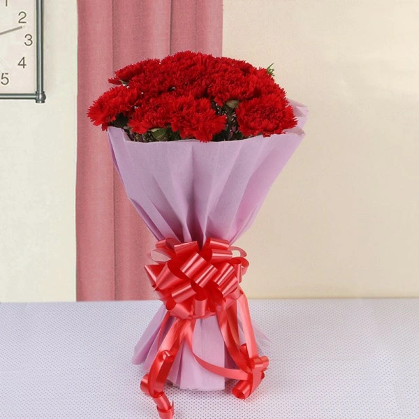 10 Red Carnations Bouquet