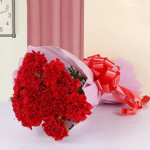 10 Red Carnations Bouquet
