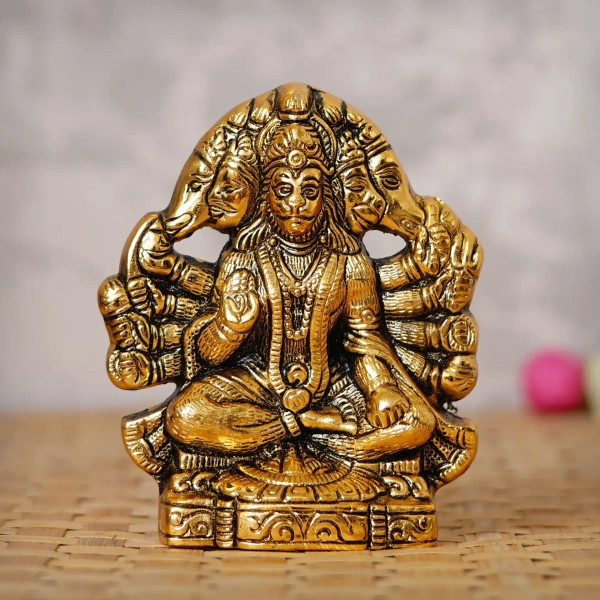 Golden Metal Lord Panchmukhi Hanuman Statue