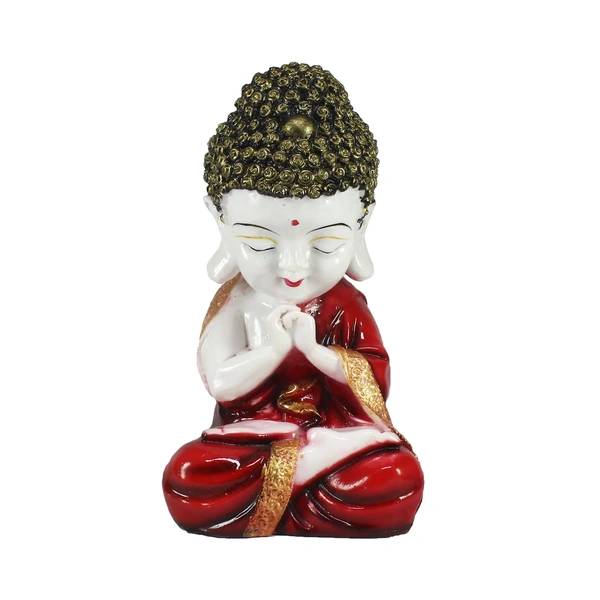 Polyresin Red And White Praying Monk Buddha StatueBirthday 5050