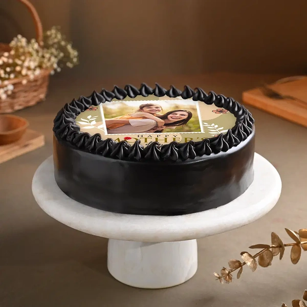 Moms Day Floral Joy Photo Cake - 500 Gm
