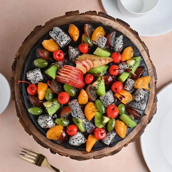 Chocolate Truffle Fresh Fruit Cake - 500 Gm