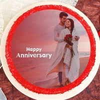 Round Red Velvet Photo Cake - 1 Kg