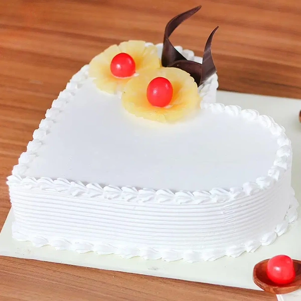 Heart Shaped Pineapple & Cherry Cake - 2 Kg