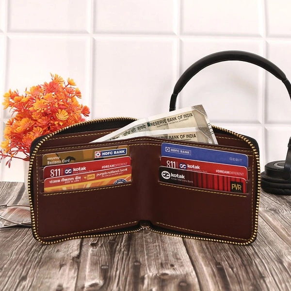 Personalized Unisex Brown Wallet with Name & Charm