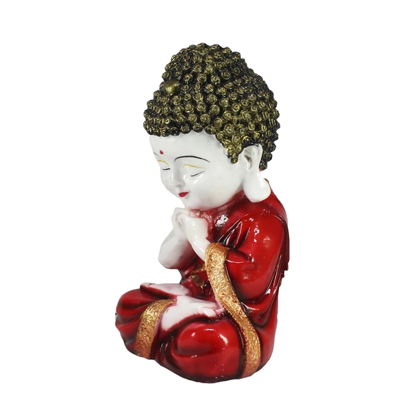 Polyresin Red And White Praying Monk Buddha StatueBirthday 5050