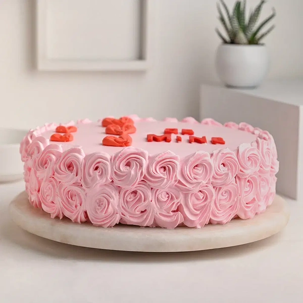 Strawberry Cake with Rose Swirls - 2 Kg