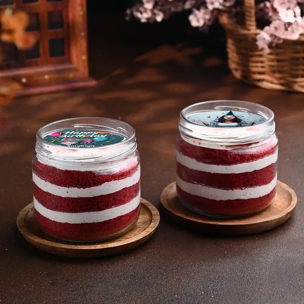 Personalised Bday Red Velvet Jar Cakes - 200 Ml