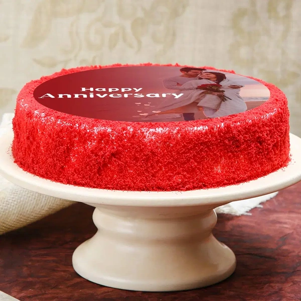 Round Red Velvet Photo Cake - 1 Kg