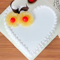 Heart Shaped Pineapple & Cherry Cake - 2 Kg