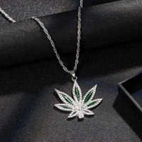 Cannabis Leaf Silver Chain