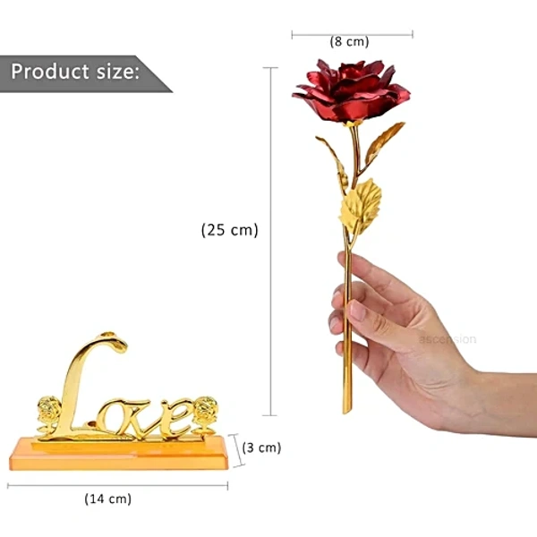 24K Gold Plated Rose - Red Artificial Golden Rose with Gift Box