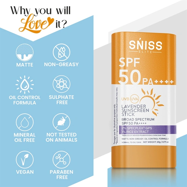 LAVENDER SUNSREEN STICKBROAD SPECTURM SPF50 PA++++ - 20 GM