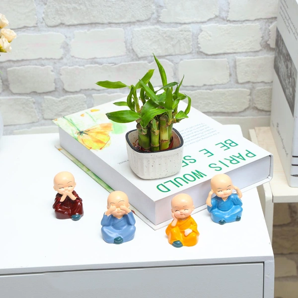 Lucky bamboo with four little monks