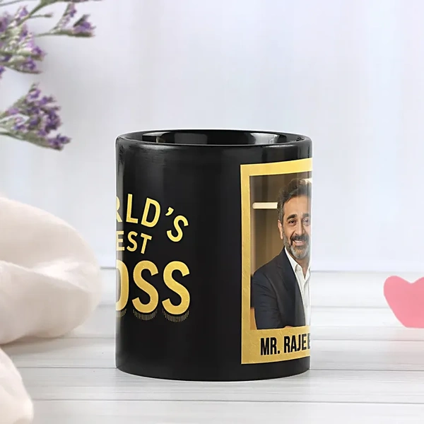 Personalised Boss Day Black Mug