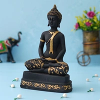 Black & Golden Polyresin Handcrafted Meditating Buddha Idol