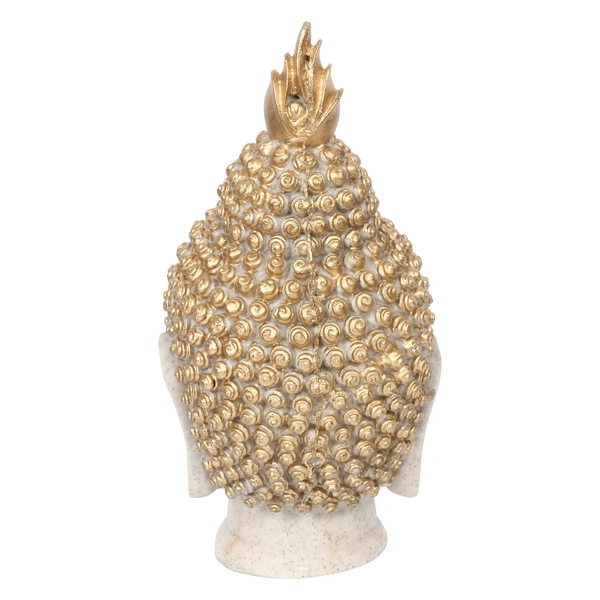 Polyresin Gold And White Meditating Buddha Head Statue