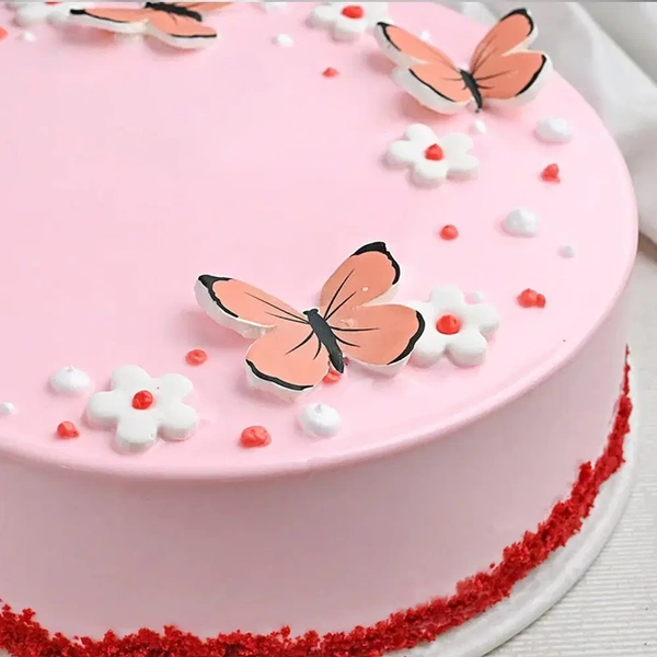 Butterfly N Flowers Red Velvet Cake - 2 Kg