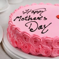 Round Vanilla Strawberry Mothers Day Cake - 500 Gm