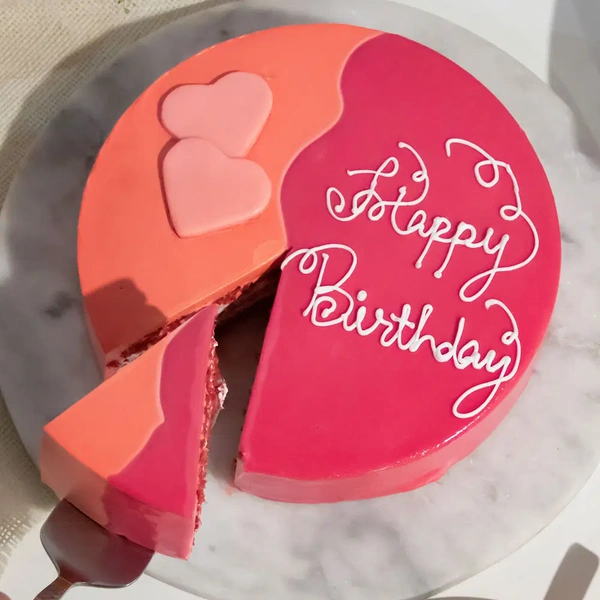 Pink & Orange Red Velvet Cake - 500 Gm