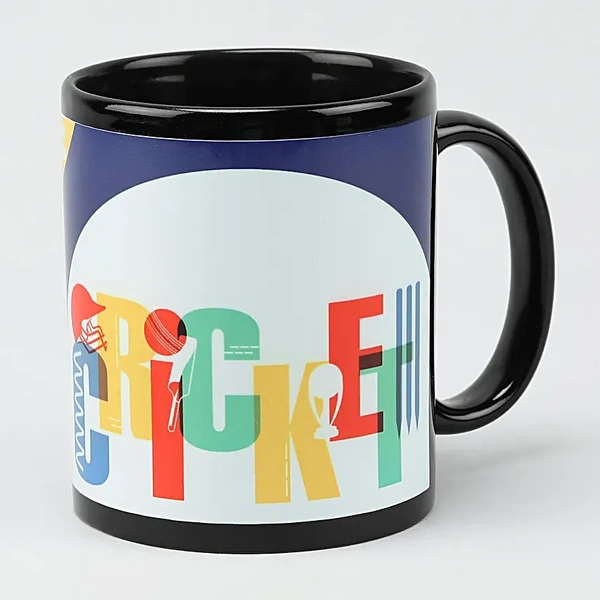 Cricket Printed Black Mug