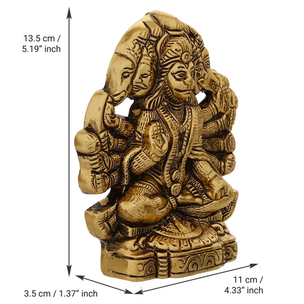 Golden Metal Lord Panchmukhi Hanuman Statue