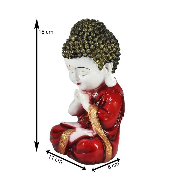Polyresin Red And White Praying Monk Buddha StatueBirthday 5050