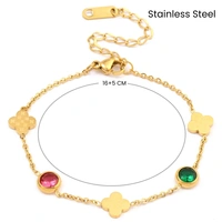 Sprakling Gems and Clover Gold Bracelet