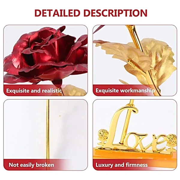 24K Gold Plated Rose - Red Artificial Golden Rose with Gift Box