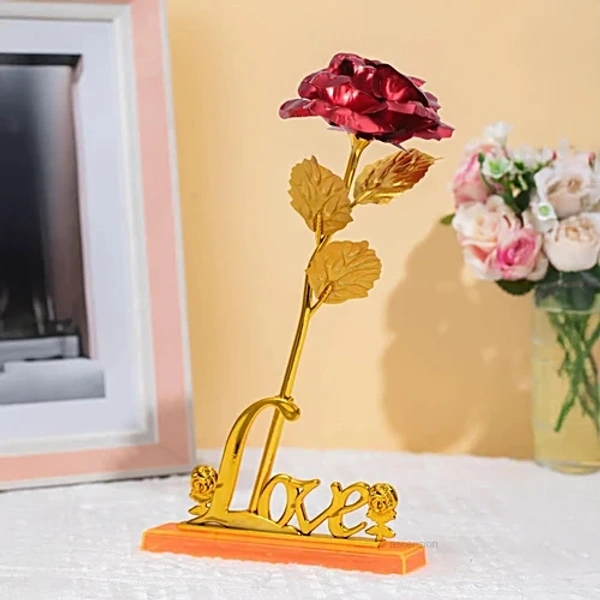 24K Gold Plated Rose - Red Artificial Golden Rose with Gift Box