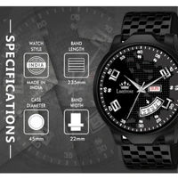Ls3081 Day and Date Functioning Chess Black Designer Strap Boys - Black
